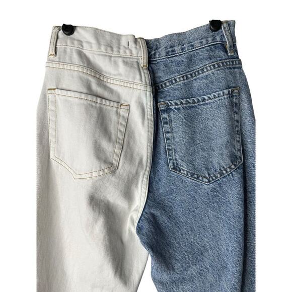 PacSun Jeans Womens Size 26 Two Toned High Rise Straight Button Fly Undone Hem - Picture 6 of 14